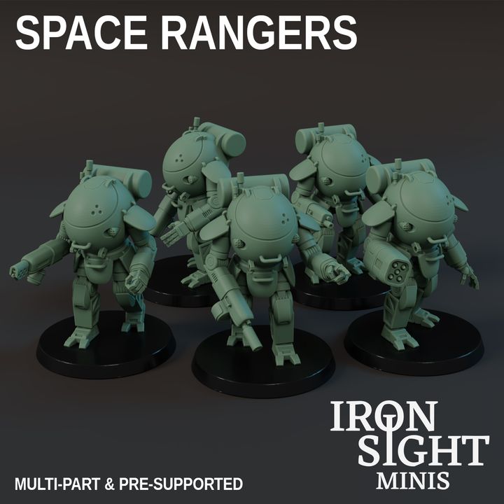 3D Printable Space Rangers - Multi-Part & Presupported by